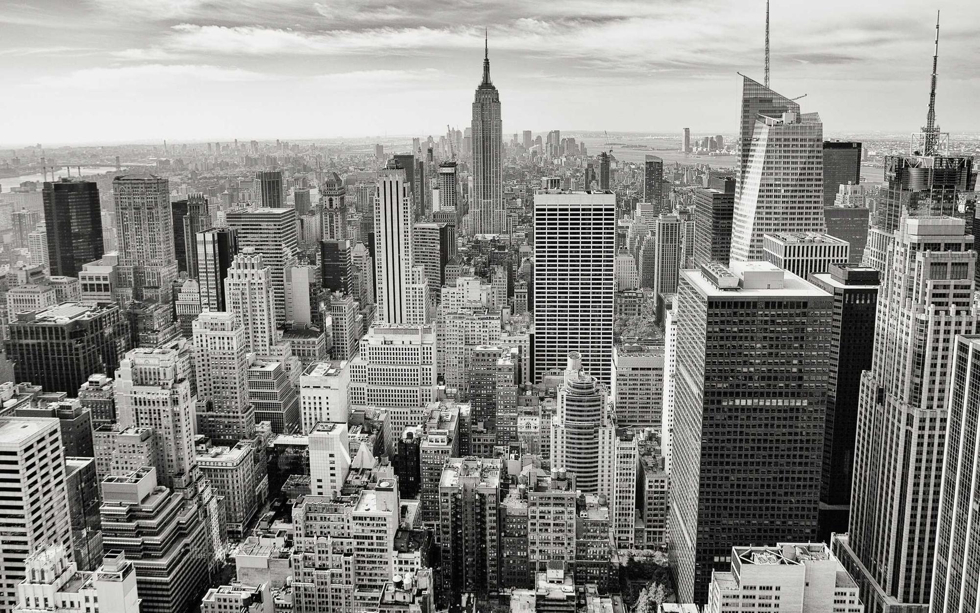 Dense midtown skyline in hard light